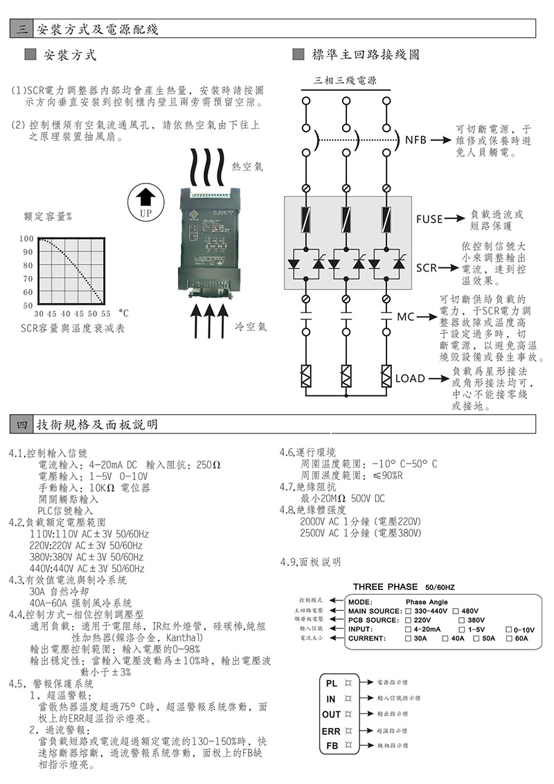 东莞常乾CH-SCR电力调整器 电流40A 三相功率调节器 调功器(图2)